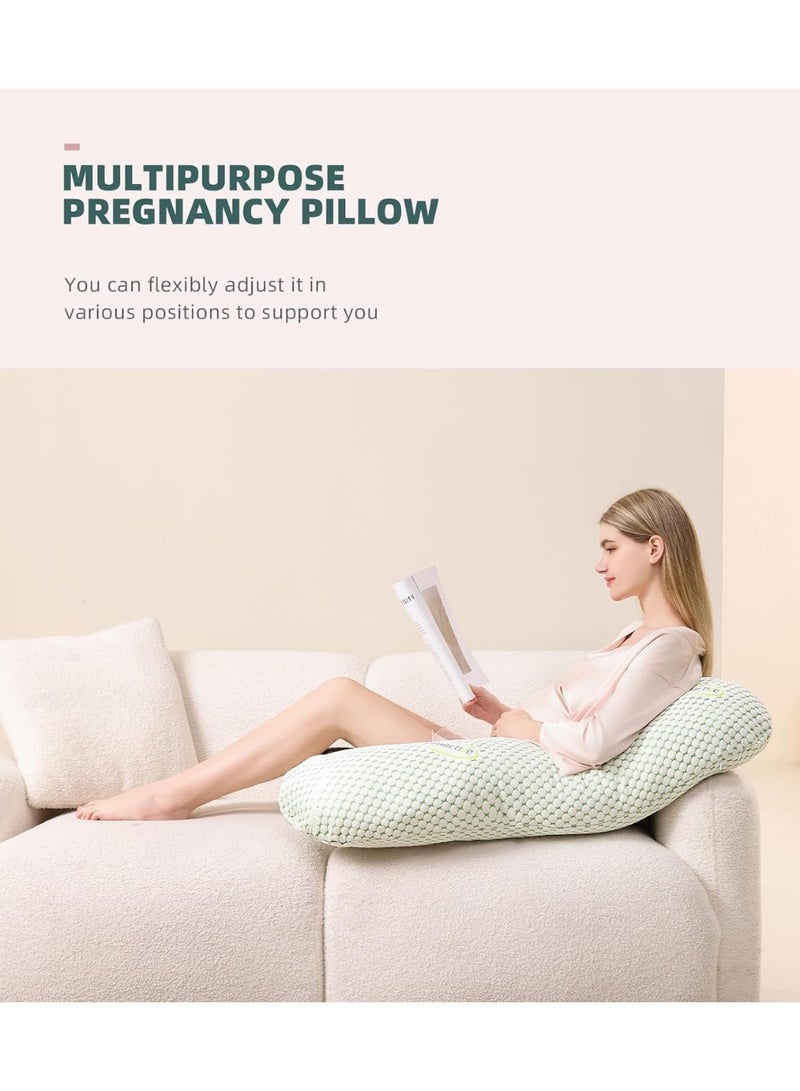 Pregnancy Pillow for Pregnant Women, Soft Pregnancy Body Pillow,Support for Back, Hips, Legs, Maternity Pillow with Detachable and Adjustable Pillow Cover - Image 4